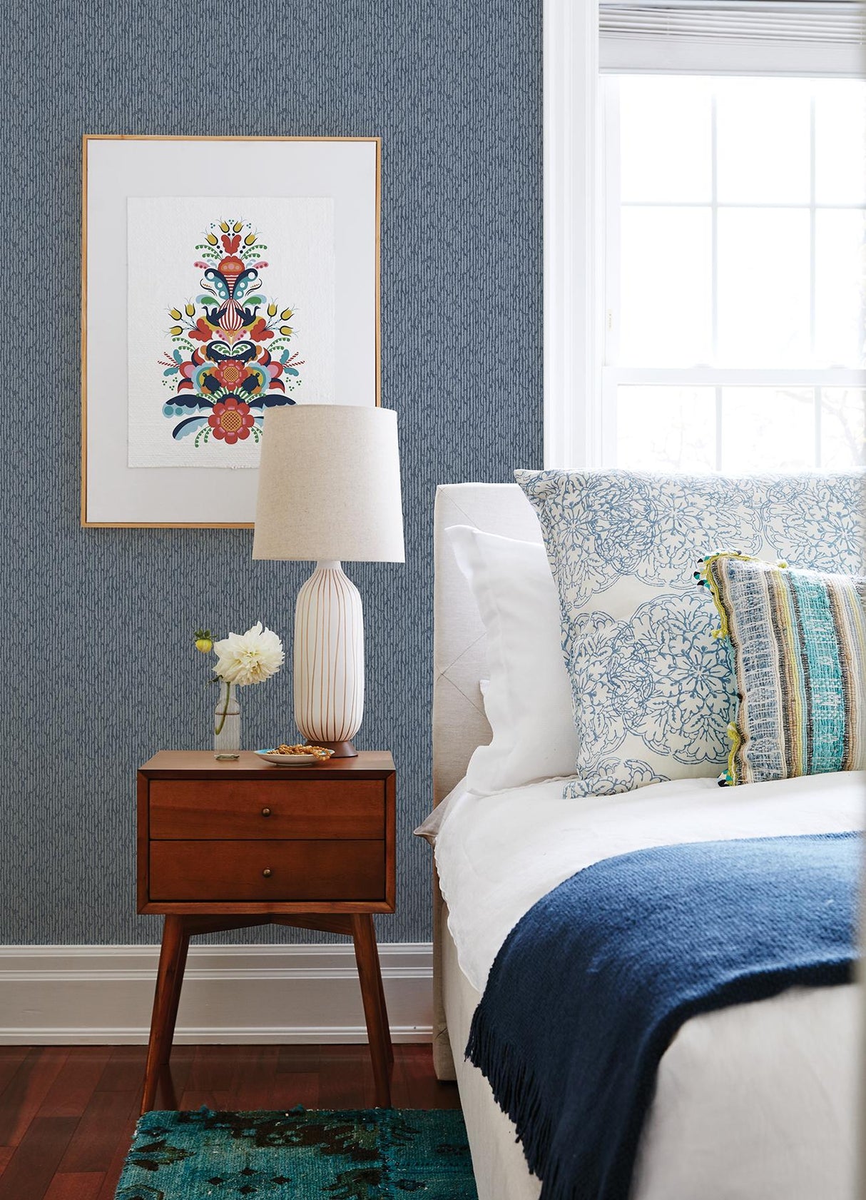 A-Street Prints Revival Abstract Indigo Wallpaper