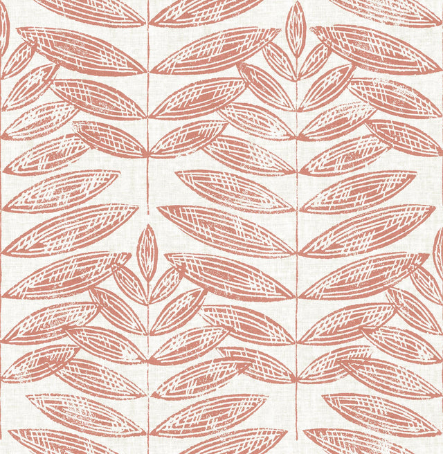A-Street Prints Annelie Leaves Coral Wallpaper