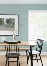A-Street Prints Ingrid Faux Grasscloth Aqua Wallpaper