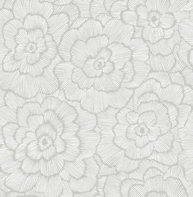 A-Street Prints Middleton Flowers Light Grey Wallpaper