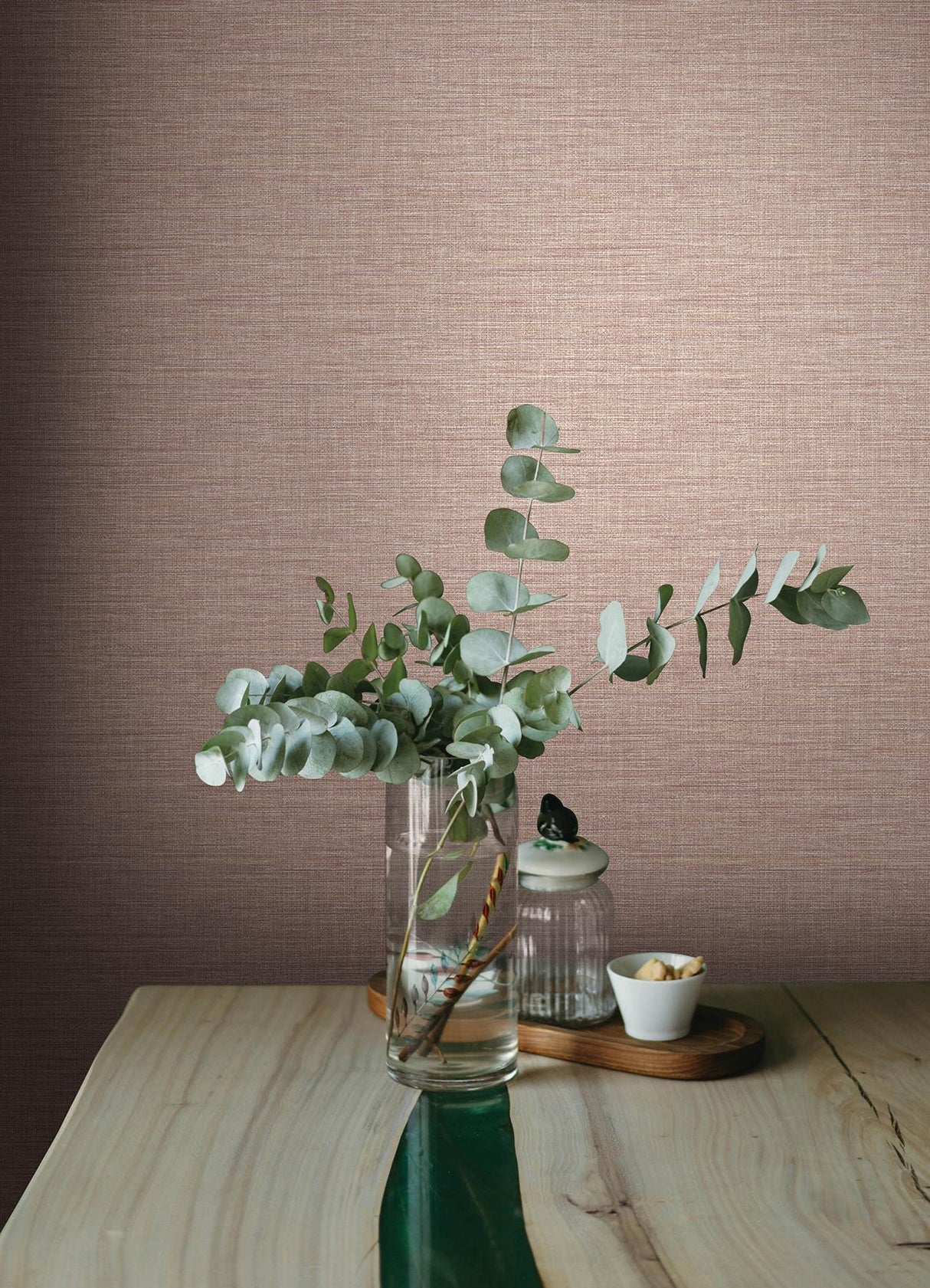 A-Street Prints Botanica Faux Grasscloth Blush Wallpaper