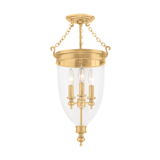 Hudson Valley Lighting Hanover Aged Brass 12W x 12L x 21.5H Semi-Flush Mount