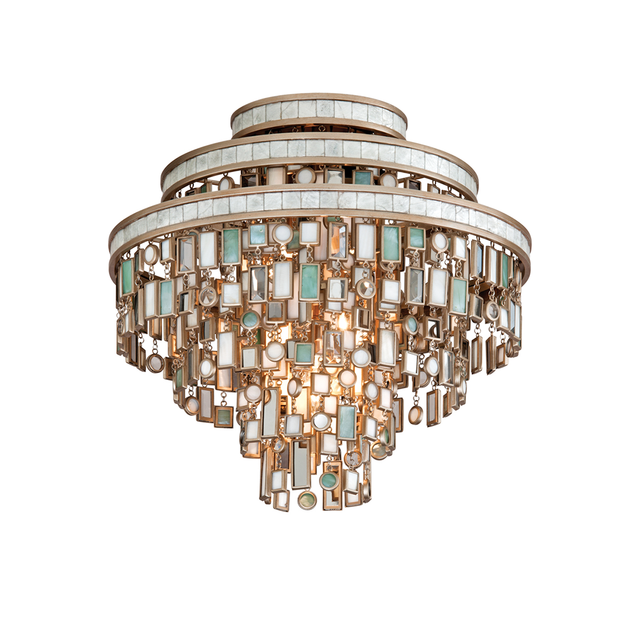 Corbett Lighting Dolcetti CHAMPAGNE LEAF 18W x 18L x 16H Semi-Flush Mount