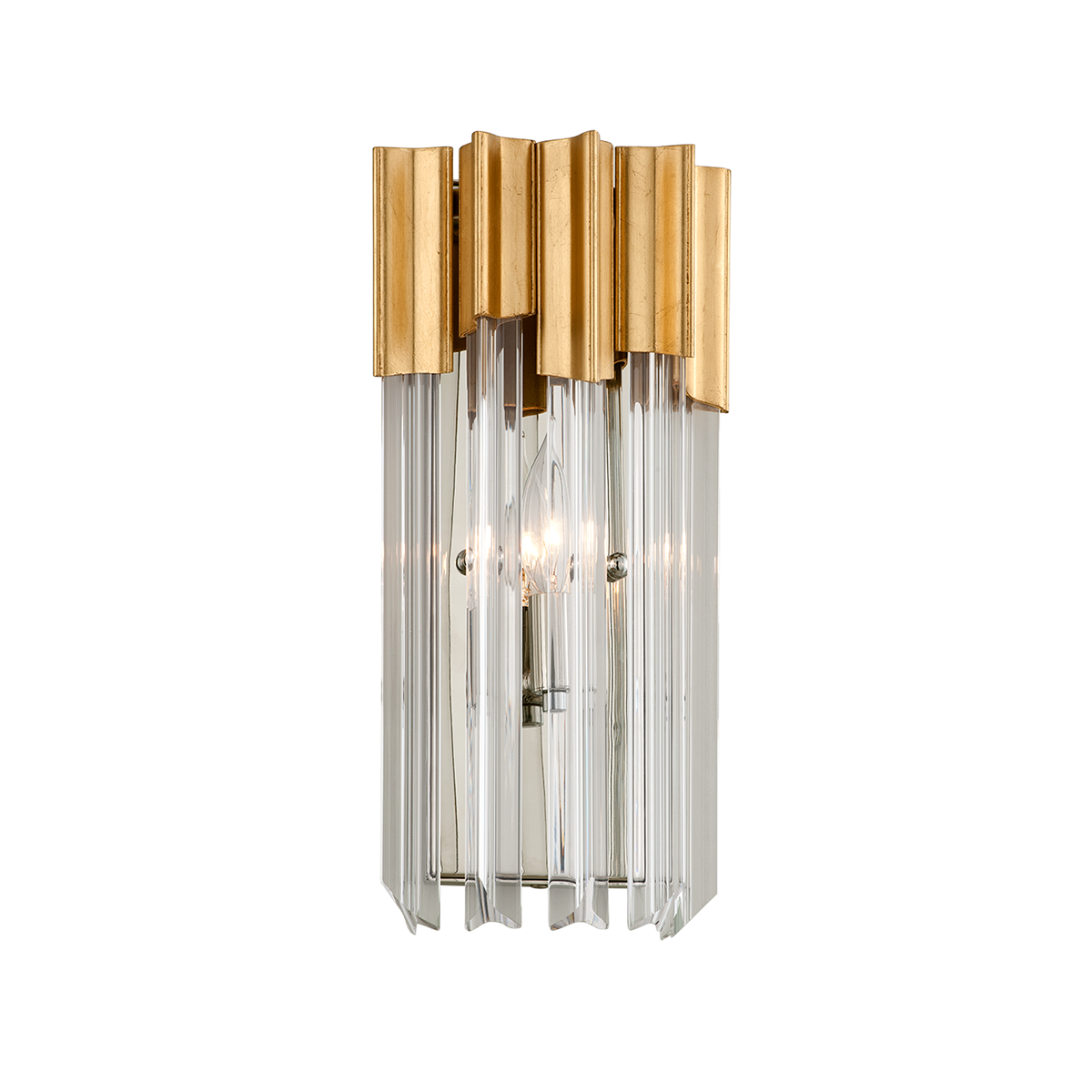 Corbett Lighting Charisma GOLD LEAF W POLISHED STAINLESS 6.75W x 6.75L x 14H Wall Sconce
