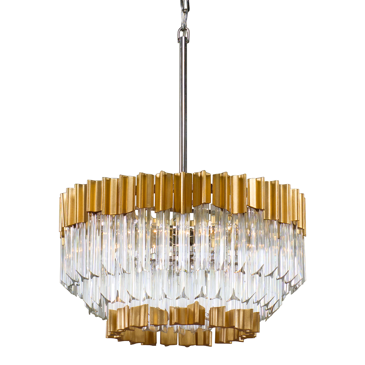 Corbett Lighting Charisma GOLD LEAF W POLISHED STAINLESS 19W x 19L x 12.25H Chandelier