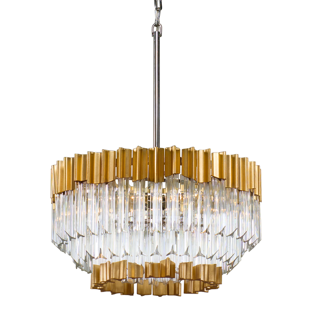 Corbett Lighting Charisma GOLD LEAF W POLISHED STAINLESS 19W x 19L x 12.25H Chandelier