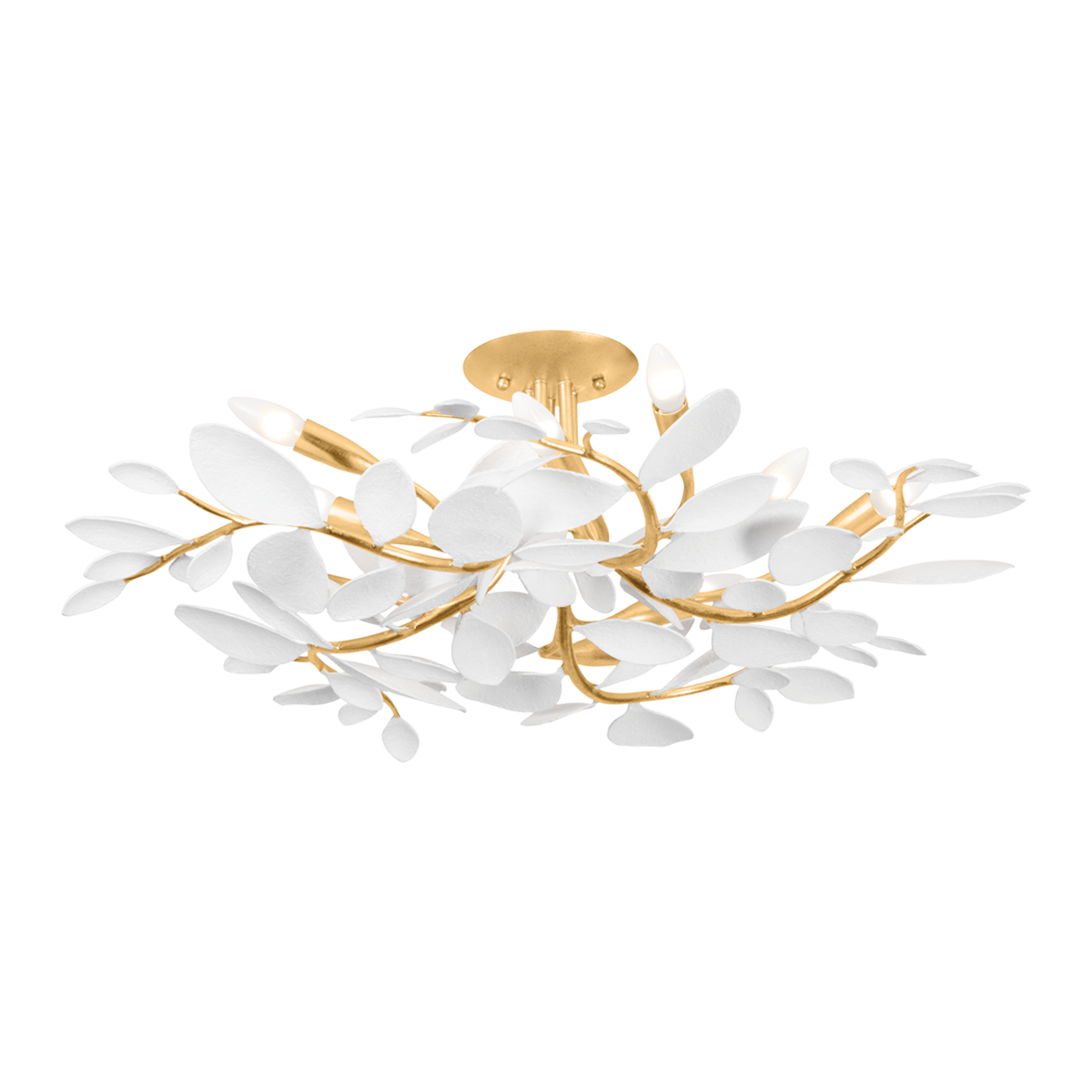 Hudson Valley Lighting MARABEC Vintage Gold Leaf/ White Plaster 32W x 32L x 10.75H Semi-Flush Mount