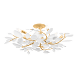 Hudson Valley Lighting MARABEC Vintage Gold Leaf/ White Plaster 32W x 32L x 10.75H Semi-Flush Mount