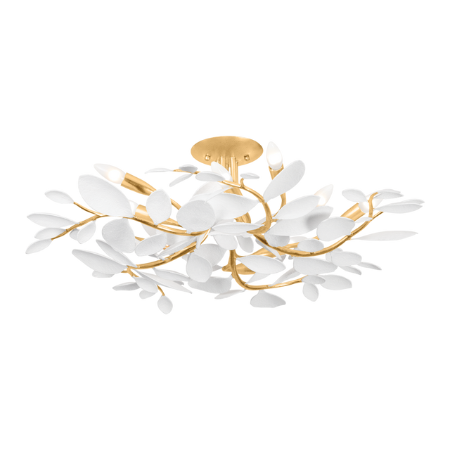 Hudson Valley Lighting MARABEC Vintage Gold Leaf/ White Plaster 32W x 32L x 10.75H Semi-Flush Mount