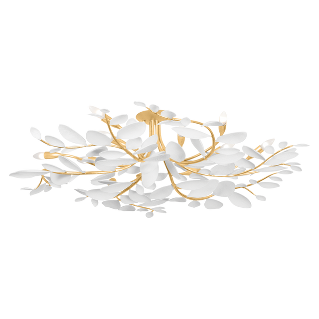 Hudson Valley Lighting MARABEC Vintage Gold Leaf/ White Plaster 48W x 48L x 12.25H Semi-Flush Mount