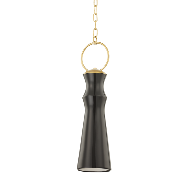 Hudson Valley Lighting Borden AGED BRASS/CERAMIC GLOSS MINK 6W x 6L x 25.25H Pendant