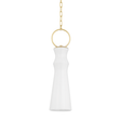 Hudson Valley Lighting Borden AGED BRASS/CERAMIC GLOSS WHITE 6W x 6L x 25.25H Pendant