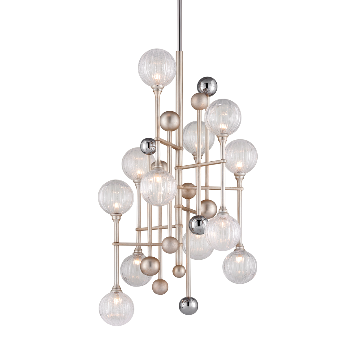 Corbett Lighting Majorette SILVER LEAF W POLISHED CHROME 24.75W x 34.25H Chandelier