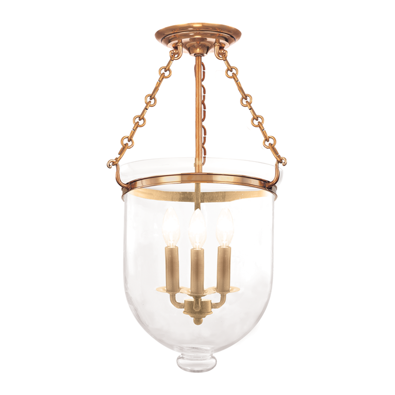 Hudson Valley Lighting Hampton Aged Brass 12W x 12L x 20.25H Semi-Flush Mount