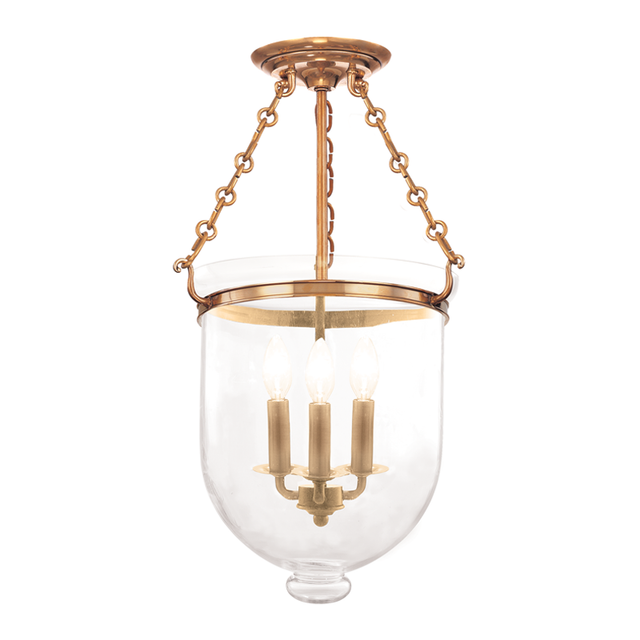 Hudson Valley Lighting Hampton Aged Brass 12W x 12L x 20.25H Semi-Flush Mount