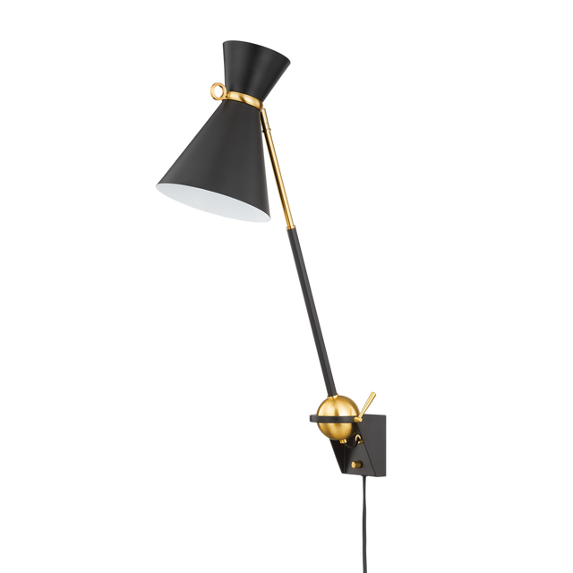 Hudson Valley Lighting Winsted Aged Brass/soft Black 7.75W x 7.75L x 30.25H Wall Sconce