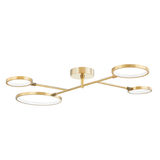 Hudson Valley Lighting Saturn Aged Brass 34W x 43L x 4.25H Semi-Flush Mount