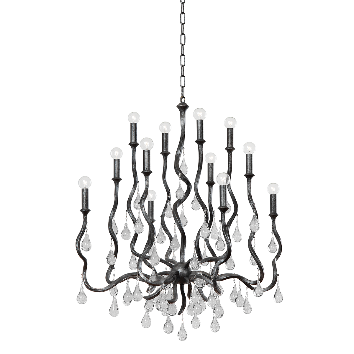 Corbett Lighting Aveline Blackened Silver Leaf 33.25W x 33.25L x 38H Chandelier