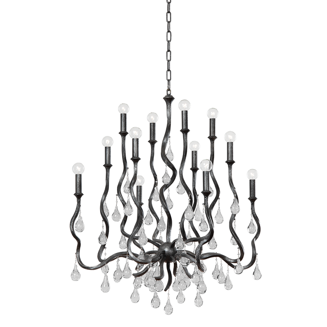 Corbett Lighting Aveline Blackened Silver Leaf 33.25W x 33.25L x 38H Chandelier