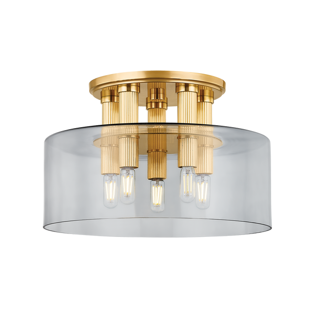 Hudson Valley Lighting CRYSTLER AGED BRASS 15W x 15L x 9.75H Flush Mount
