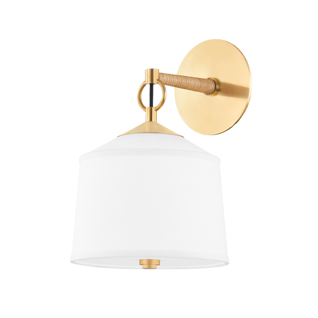 Hudson Valley Lighting White Plains Aged Brass 8.5W x 8.5L x 13.5H Wall Sconce
