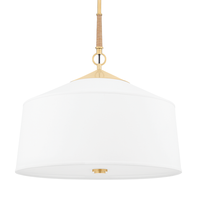 Hudson Valley Lighting White Plains Aged Brass 22.25W x 22.25L x 22.5H Pendant