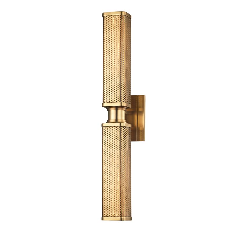 Hudson Valley Lighting Gibbs Aged Brass 4.5W x 4.5L x 22.25H Wall Sconce
