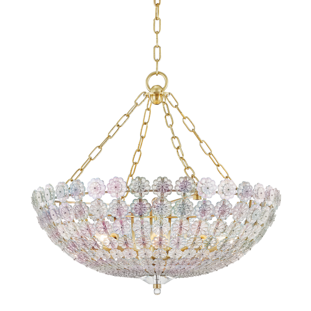 Hudson Valley Lighting Floral Park Aged Brass 24.5W x 24.5L x 25H Chandelier