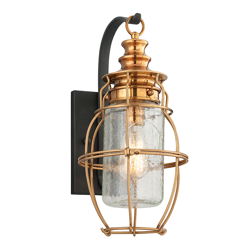 Troy Lighting Little Harbor OLD BRASS 7.5W x 7.5L x 15.75H Wall Sconce