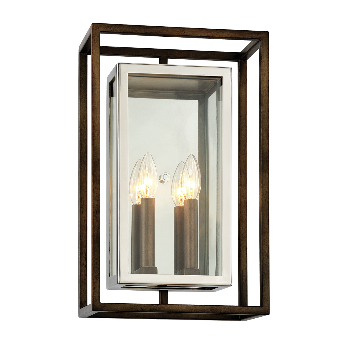 Troy Lighting Morgan BRONZE/STAINLESS STEEL 10.75W x 10.75L x 17H Wall Sconce