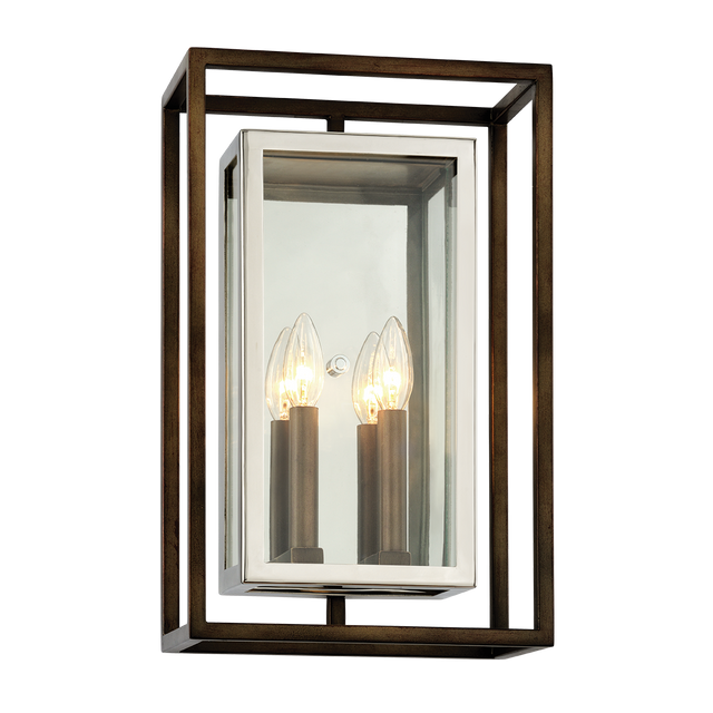 Troy Lighting Morgan BRONZE/STAINLESS STEEL 10.75W x 10.75L x 17H Wall Sconce