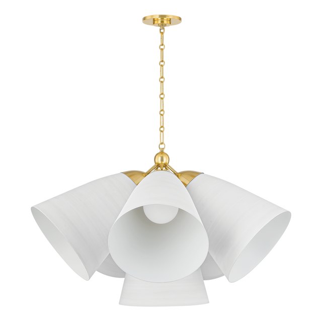 Hudson Valley Lighting BRONSON Aged Brass/white Plaster 37.5W x 37.5L x 23.25H Chandelier