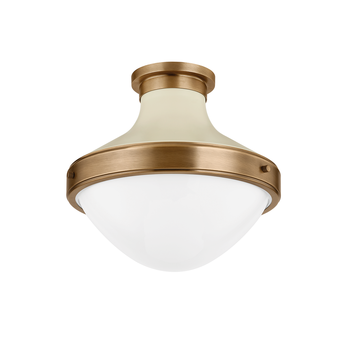 Troy Lighting Maxton PATINA BRASS AND SOFT SAND 13.5W x 13.5L x 12.25H Flush Mount
