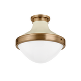 Troy Lighting Maxton PATINA BRASS AND SOFT SAND 13.5W x 13.5L x 12.25H Flush Mount