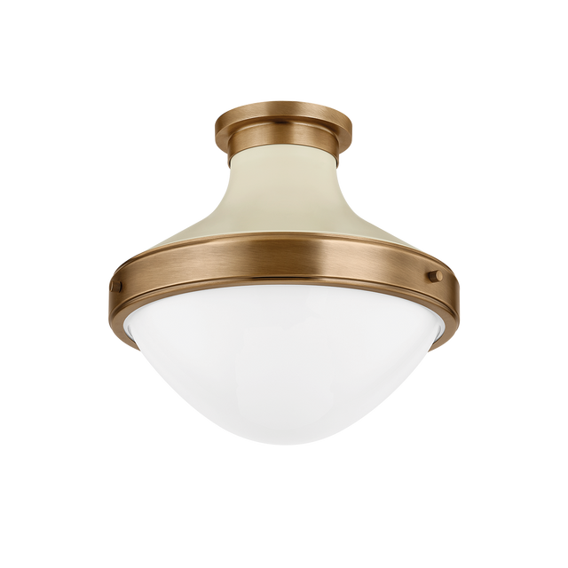Troy Lighting Maxton PATINA BRASS AND SOFT SAND 13.5W x 13.5L x 12.25H Flush Mount