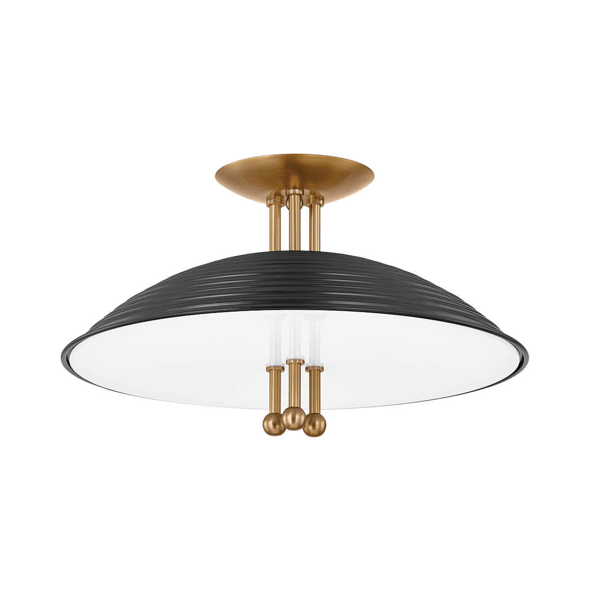 Troy Lighting Larkin PATINA BRASS/SOFT BLACK 16W x 16L x 8.75H Semi-Flush Mount