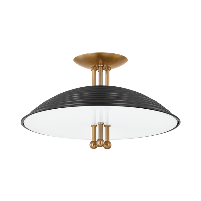 Troy Lighting Larkin PATINA BRASS/SOFT BLACK 16W x 16L x 8.75H Semi-Flush Mount