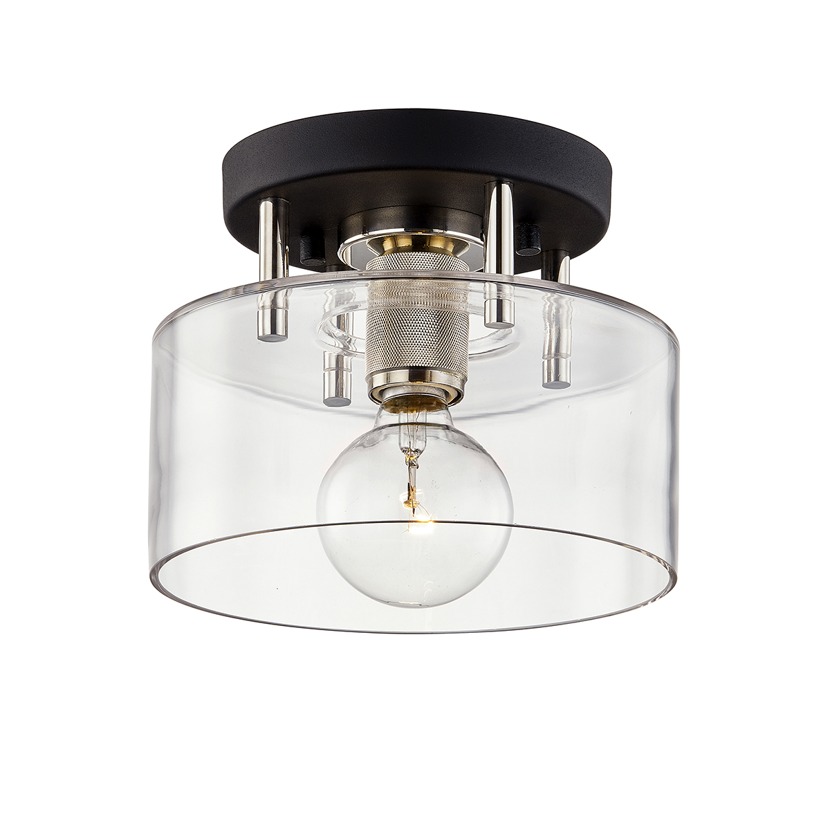 Troy Lighting Bergamot Station TEXTURED BLACK & POLISH NICKEL 8.5W x 8.5L x 6.75H Semi-Flush Mount