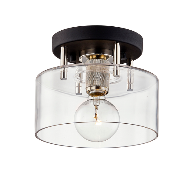 Troy Lighting Bergamot Station TEXTURED BLACK & POLISH NICKEL 8.5W x 8.5L x 6.75H Semi-Flush Mount