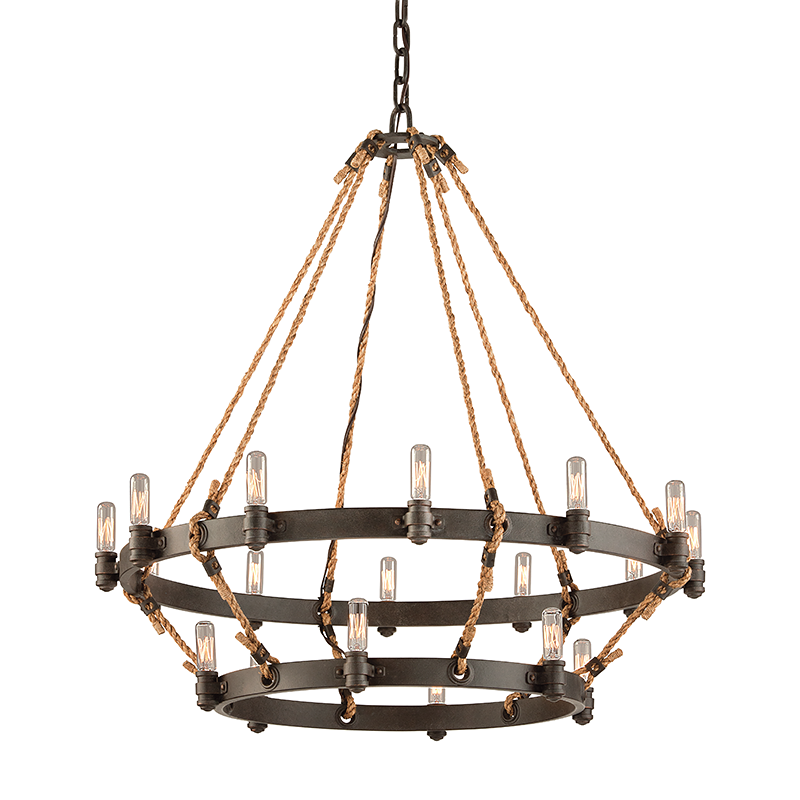 Troy Lighting Pike Place HERITAGE BRONZE 32W x 38H Chandelier