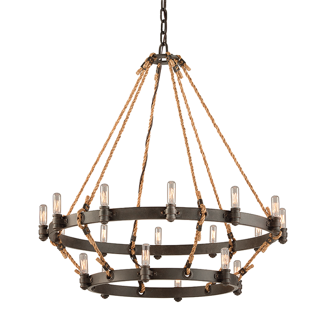 Troy Lighting Pike Place HERITAGE BRONZE 32W x 38H Chandelier