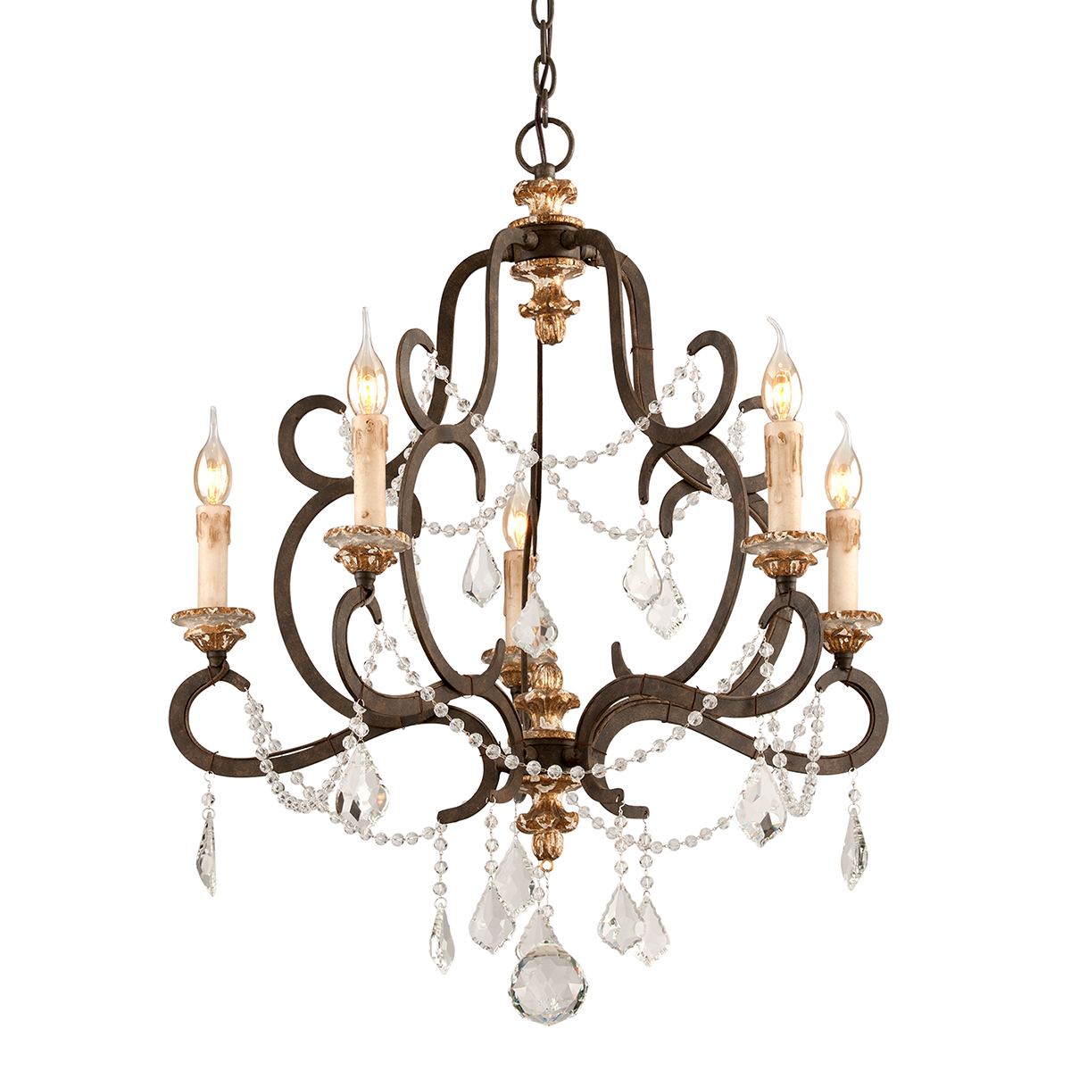 Troy Lighting Bordeaux PARISIAN BRNZE W DISTR GOLD LE 27.5W x 27.5L x 31H Chandelier