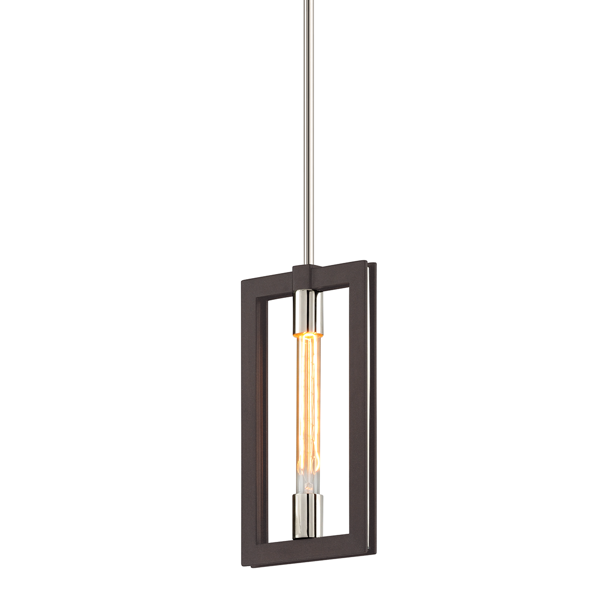 Troy Lighting Enigma TEXTURED BRONZE/STAINLESS STEEL 7.75W x 1.5L x 14.25H Pendant