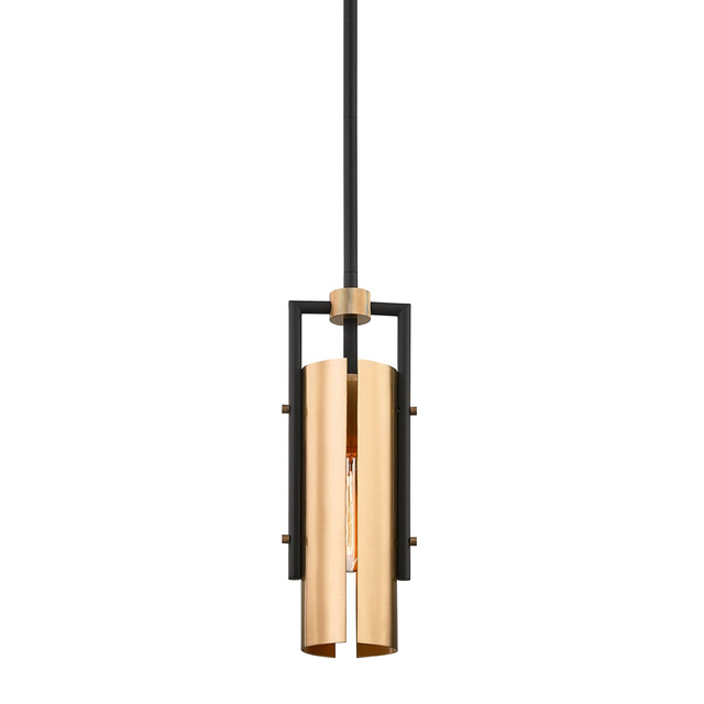 Troy Lighting Emerson SOFT OFF BLACK/BRUSHED BRASS 4.75W x 4.75L x 13H Pendant
