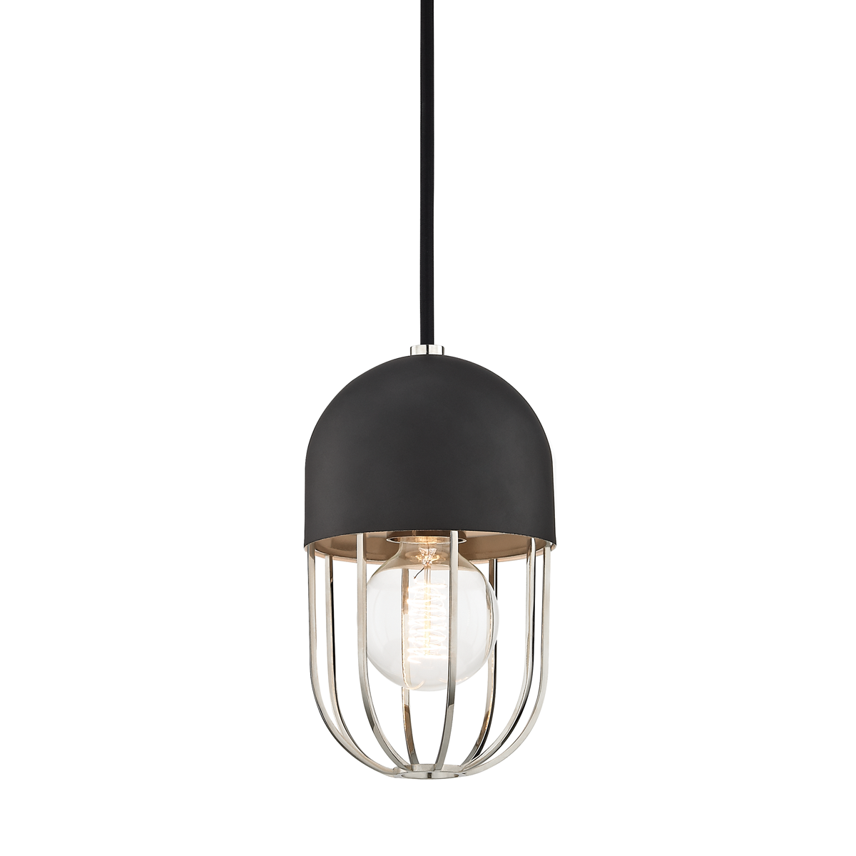 Mitzi Haley Polished Nickel/black 5.5W x 9.75H Pendant