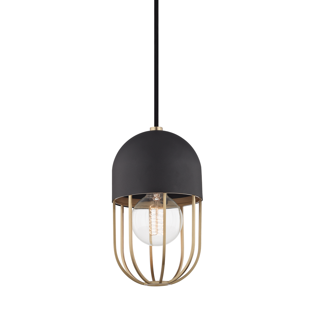 Mitzi Haley Aged Brass/black 5.5W x 9.75H Pendant