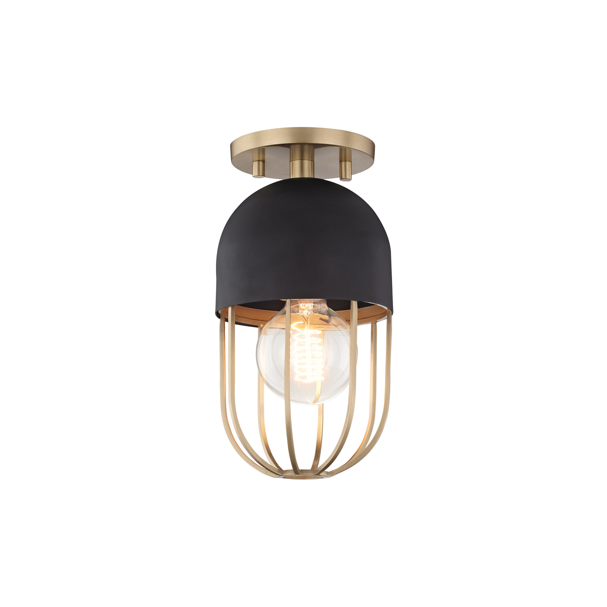 Mitzi Haley Aged Brass/black 5.5W x 10.5H Semi-Flush Mount