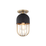 Mitzi Haley Aged Brass/black 5.5W x 10.5H Semi-Flush Mount