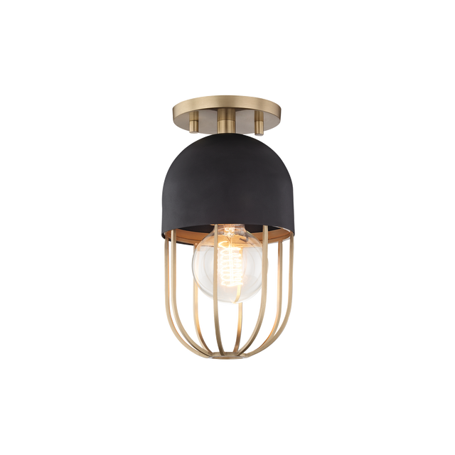 Mitzi Haley Aged Brass/black 5.5W x 10.5H Semi-Flush Mount