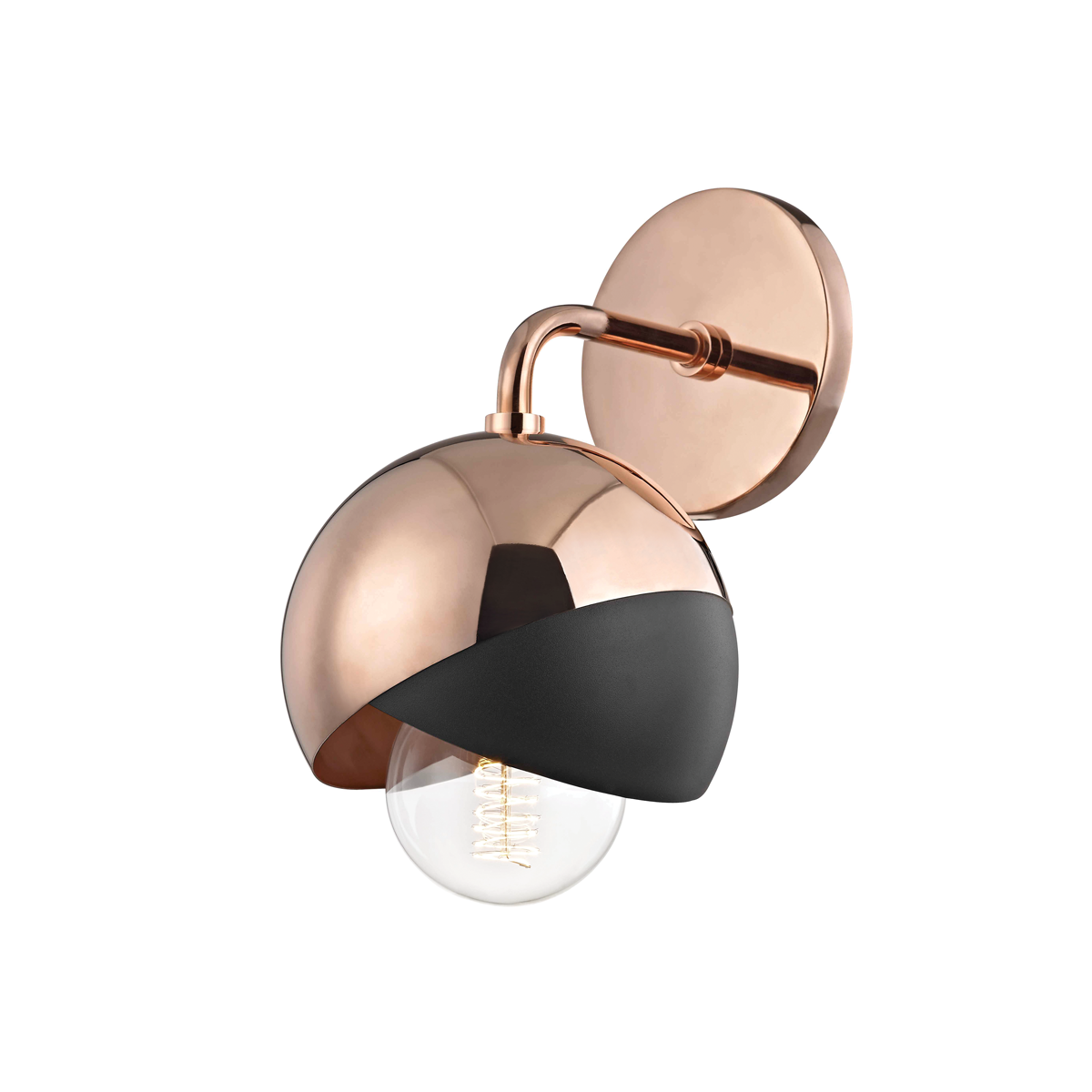 Mitzi Emma Polished Copper/black 6W x 11.5H Wall Sconce